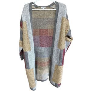 Women’s Baciano Long Colorblock Open Front Heavy Cardigan Size Medium